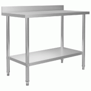 VidaXL Table de travail de cuisine avec dosseret 120x60x93 cm Inox - 51191