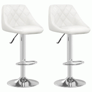 VidaXL Tabourets De Bar Lot De 2 Blanc Similicuir - blanc 335179 VidaXL Tabourets De Bar Lot De 2 Blanc Similicuir - blanc 335179