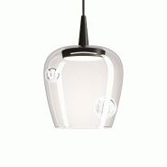 Zafferano Suspension Bilia 230V LED 8W en verre borosilicate soufflé à la bouche, design en cloche couleur Noir et Transparent, diamètre 18 cm - mu