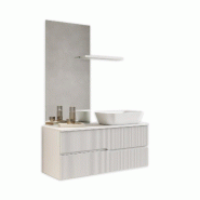 AQA Design Composition de salle de bain en MDF 4 pièces VENERE blanc mat L.120 P.45 H.190 MPVE51-O1 - blanc Bois manufacturé MPVE51-O1