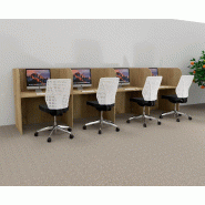 Bureau de centre d'appels version murale 4 personnes Call. - 4 places, Chêne veiné
