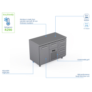 Comptoir réfrigéré en acier inoxydable - 1200 × 660 × 900 mm - CST-12-104 Comptoir réfrigéré en acier inoxydable - 1200 × 660 × 900 mm - CST-12-104