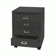 Décoshop26 - Caisson à tiroirs armoire de bureau 55x40x41 cm 4 tiroirs en acier gris foncé 04_0008267 - gris acier 3000262513826