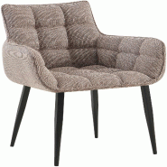 Décoshop26 - Chaise design rembourrée en tissu marron clair design enveloppant pieds métal noir 10_0007432 - marron métal 3000266104280
