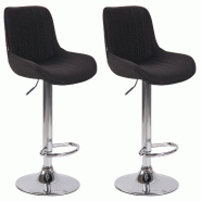 Décoshop26 - Lot de 2 tabourets de bar chaises haute en tissu noir coutures verticales support en métal chromé 10_0006243 - noir métal 3000265462954