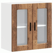 Helloshop26 - Armoire murale de cuisine design avec porte en verre 60 x 31 x 60 cm espace de rangement confortable en bois vieux 02_0050430 - verre 30