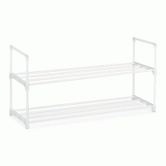Helloshop26 - Étagère à chaussures flexible 92 x 90 x 30,5 cm pour 4 paires design moderne entrée en métal blanc 13_0010480 - blanc métal 300024