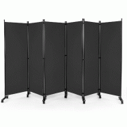 Helloshop26 - Paravent à roulettes pliable 334,5 x 172 cm offre espace d'intimité et mobilité flexible style moderne en métal gris 20_0013047 - gr