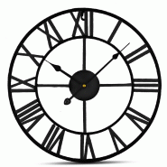 IvoQ Grande Horloge Murale Noire en Métal avec Chiffres Romains - Design Élégant et Intemporel - 40 cm - métal 8721161176343