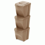 Keden Sortibox - Jeu de 3 Poubelles de Recyclage 25L chacune de couleur Marron - marron multi-matériau ZA5529