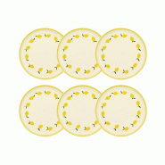 Novastyl - Lot 6 assiettes à dessert citron 20cm en grès - 3256391058039