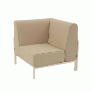 Oviala Business Fauteuil d'angle pour salon de jardin modulable tissu beige Oviala 80 x 80 x 78 cm - beige polyester 114810