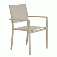 Oviala Business Fauteuil de jardin aluminium et textilène crème - beige 114495