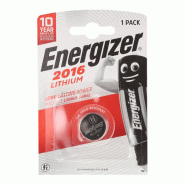 Pile Energizer Lithium, bouton, CR2016, 3V Electronics, blister de détail (1 unité) - argenté E301021800