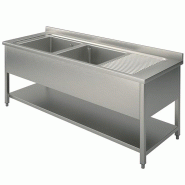 Plonge inox 2 bacs 1600x600mm avec égouttoir droite