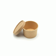 Pot alimentaire kraft brun 240 ml (8 oz) avec couvercle 9 x 7,5 x h 6,2 cm (250 U) - C4F726A Pot alimentaire kraft brun 240 ml (8 oz) avec couvercle 9 x 7,5 x h 6,2 cm (250 U) - C4F726A
