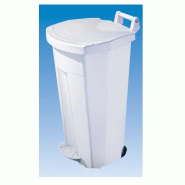 Poubelle plastique carénée - ouverture à pédale - 110L - roulettes fixes - couvercle personnalisable Poubelle plastique carénée - ouverture à pédale - 110L - roulettes fixes - couvercle personnalisable