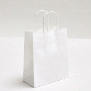 Sac kraft vergé blanc poignées torsadées 18x8X21cm - par 50