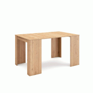 SKRAUT HOME Table console extensible, 140, Pour 6 personnes, Table à Manger, Chêne - beige Bois manufacturé EX140R2018