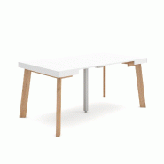 SKRAUT HOME Table console extensible, 160, Pour 8 personnes, Pieds en bois, Blanc - blanc Bois manufacturé 221_25