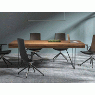 Table de réunion Monroe Executive - plateau en placage de bois - piètement en fil d'acier - Dimensions 220x130 cm Table de réunion Monroe Executive - plateau en placage de bois - piètement en fil d'acier - Dimensions 220x130 cm