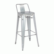 Tabouret haut en acier galvanisé avec dossier Bistro (paquet de 4) | Bolero - DL877