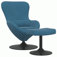 VidaXL Chaise Œuf avec Pouf with Footstool Bleu Velours Modèle Levora - 42002743
