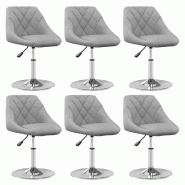 VidaXL Chaises pivotantes à manger lot de 6 Gris clair Velours Modèle Unique Plus - 3088769
