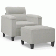 VidaXL Fauteuil avec repose-pied Gris clair 60 cm Tissu microfibre Modèle Atlas Office Élite - 3201226