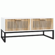 VidaXL Table basse blanc 80x40x35 cm Bois d'ingénierie et fer Modèle Céleste Pro - 352100