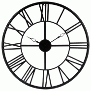WellHome - Horloge vintage en métal noir Ø69,5 cm - noir métal WH13884