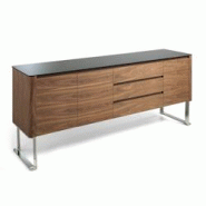 AC ANGEL CERDA Angel Cerdá Buffet noyer, acier chromé et plateau en verre noir 3060C 200 x 50 x 81 - marron Bois massif 8435631003373 AC ANGEL CERDA Angel Cerdá Buffet noyer, acier chromé et plateau en verre noir 3060C 200 x 50 x 81 - marron Bois massif 8435631003373