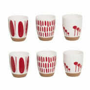 Coffret de 6 gobelets Mikonos rouge 10 cl - Rond Porcelaine Table Passion 6.00x6.00 cm - rouge porcelaine 3106232282911 Coffret de 6 gobelets Mikonos rouge 10 cl - Rond Porcelaine Table Passion 6.00x6.00 cm - rouge porcelaine 3106232282911