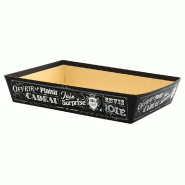Corbeille carton rectangle "Vintage noir" 27x20x5cm -par 48