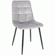 Décoshop26 - Chaise de salle à manger x1 coutures forme carrées en velours gris pieds en métal noir 10_0001956 - gris 3000250762885 Décoshop26 - Chaise de salle à manger x1 coutures forme carrées en velours gris pieds en métal noir 10_0001956 - gris 3000250762885