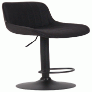 Décoshop26 - Tabouret de bar chaise haute x1 en tissu noir coutures verticales support en métal noir 10_0005880 - noir métal 3000265276292