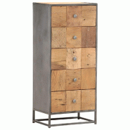 Helloshop26 - Armoire à tiroirs vintage style ancien 45 x 30 x 100 cm solide espace de rangement en bois de récupération marron 02_0046475 - marron_0
