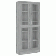 Helloshop26 - Armoire à vitrine moderne épurée rangement ample 82,5 x 30,5 x 185 cm en bois sonoma gris 02_0048220 - gris verre 3000235166295