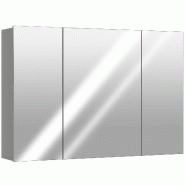 Helloshop26 - Armoire murale de salle de bain 3 portes miroir 90 x 15 x 60 cm avec étagères réglables style contemporain en MDF gris 21_0001905 - g