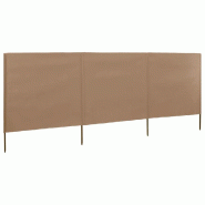 Helloshop26 - Brises-vue paravent 3 panneaux tissu 400 x 120 cm taupe 02_0008804 - 3000471782723