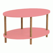 Helloshop26 - Table basse console d'appoint ovale 43 x 70 x 44 cm rose naturel 03_0010828 - 3000225430429