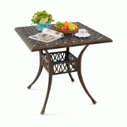 Helloshop26 - Table de jardin carrée 80 x 80 x 75 cm trou pour parasol motifs antiques ambiance cosy en aluminium bronze 20_0014035 - aluminium 30002