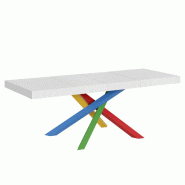 Itamoby Table Extensible 200/304X90 Cm Volantis Premium Frêne Blanc Pieds Multicolores 4/B - blanc VE200PRE4BALL-BF