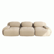 Merax canapé modulable en corde 3 places, canapé nuage sans cadre, près du sol avec assise profonde, doux et confortable, antidérapant, beige - be