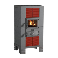 Poêle à bois avec Habillage en fonte  et Parement en faïence - Fausta