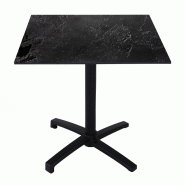 Proloisirs Table César 70X70 cm - Black Moon - noir multi-matériau AG2060