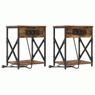 VidaXL Cabinet de chevet 2 pcs Chêne fumé 41 x 31 x 51 cm – Modèle Altesse - 859510