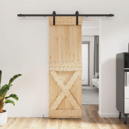 Vidaxl porte coulissante et kit de quincaillerie 70x210 cm pin massif 3202998 Vidaxl porte coulissante et kit de quincaillerie 70x210 cm pin massif 3202998