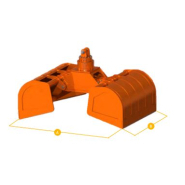 Benne preneuse de reprise adaptée aux travaux de reprise et chargement de matériaux légers