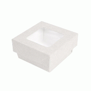 Boite usage froid carton kraft + couv fenêtre 200 ml 7x7x4cm blanc - par 250